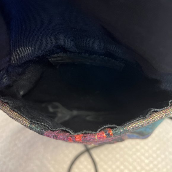 L O’Neill Tapestry Handbag Purse Magnetic Closure Black/Multi Bag - Picture 8 of 8